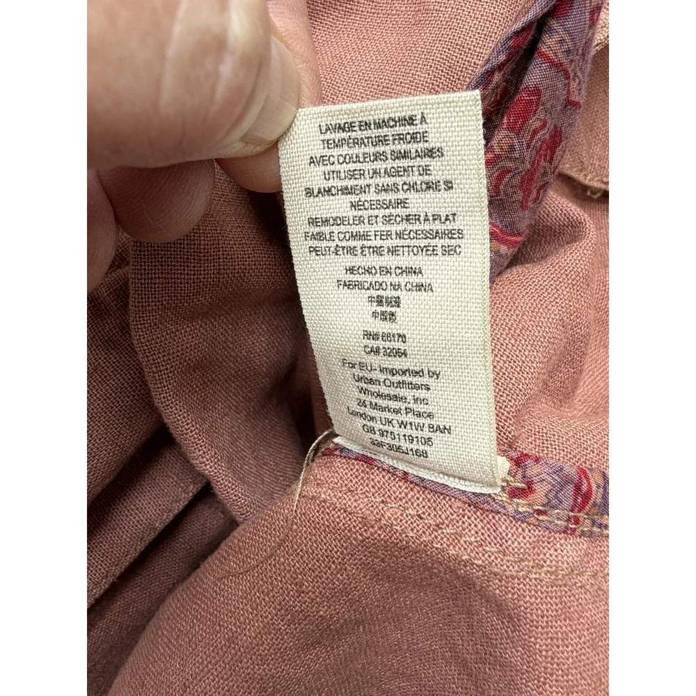 Free People Jacket Womens XS Pink Linen Blend Moto Asymmetrical Zip Biker Canvas